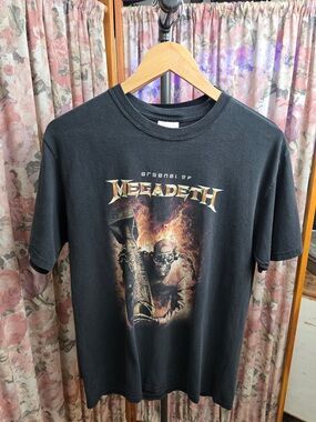 Hanes Black Megadeth Graphic Tee with Fiery Print